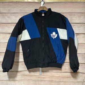 Vintage Toronto Maple Leafs Puffer Jacket Black Blue White NHL Medium